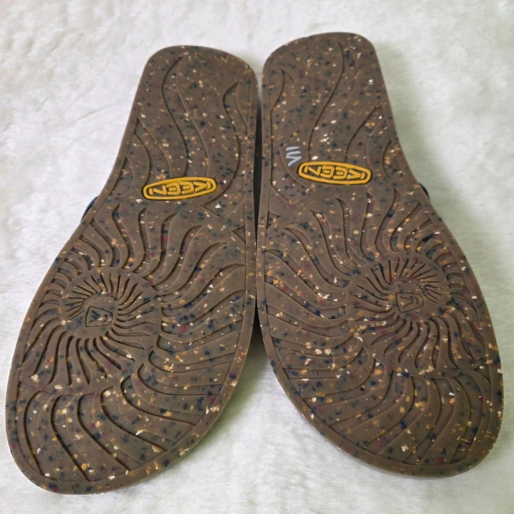 KEEN Flip Flops Brown Blue Woven Thong Sandals Mens 12 Excellent